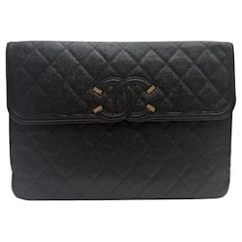 Kaviar Kosmetik Klapp-Clutch Neu Mittel Schwarz - Chanel