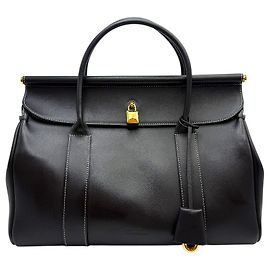 Loro Piana Borsa da camera in pelle di vitello nera