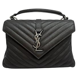 Saint Laurent Borsa a spalla media Monogram College grigia