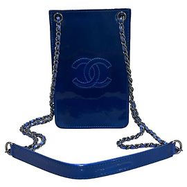 Chanel Borsa a tracolla con supporto per telefono brevettato Serie Blu