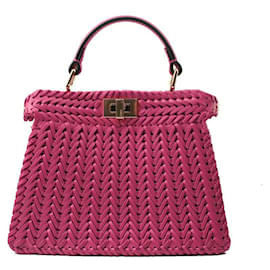 Fendi Mini Peekaboo oro intrecciato viola e borsa a tracolla