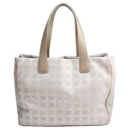 Chanel Borsa tote e borsa a spalla in jacquard beige