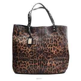 Dolce & Gabbana Grande Borsa Shopper in Pelle con Stampa Leopardo