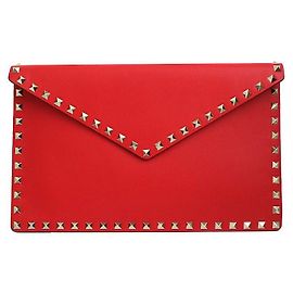Valentino Rote Clutch mit Silbernen Nieten