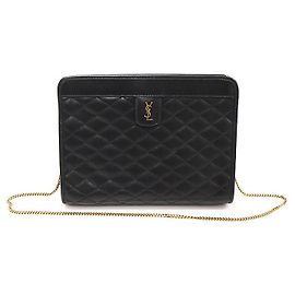 Saint Laurent Bolsa de ombro bebê em couro de cordeiro matelassado preto
