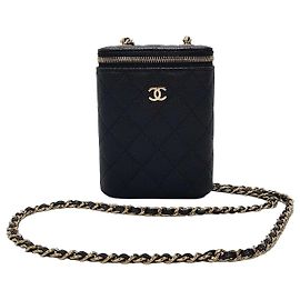 Chanel Mini borsa da trucco in catena di caviale classica con chip