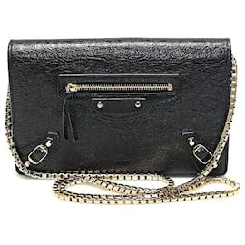 Clutch Crossbody Giant Chain WOC in Pelle di Agnello Nera - Balenciaga