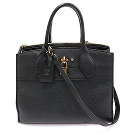 Louis Vuitton City Steamer MM in pelle di vitello grana nera