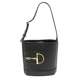 Gucci Borsa a spalla piccola in pelle nera maxi mezzo morso
