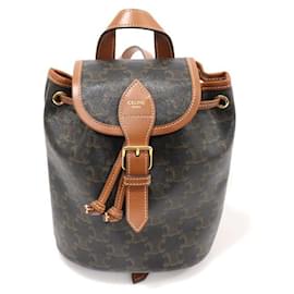 Mini-Rucksack Polco aus Canvas und Kalbsleder in Tan Triomphe - Céline