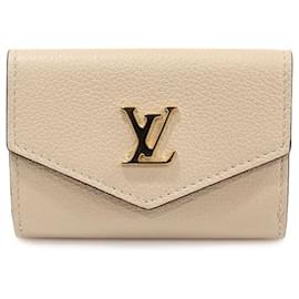 Louis Vuitton Cartera mini de piel de ternera beige greige con cierre dorado