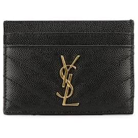 Saint Laurent Gepolsterte Kartenetui mit goldenen Beschlägen