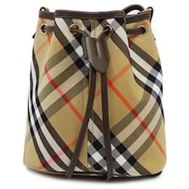 Mini borsa a secchiello con coulisse in sabbia - Burberry