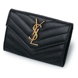 Saint Laurent Portafoglio Busta Monogram con Finiture Dorate
