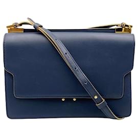 Borsa a tracolla in pelle di vitello blu navy - Marni
