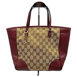 Gucci Burgundy GG Supreme Shopper Tote Bag