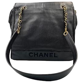 Chanel Borsa a spalla con catena e logo Caviar