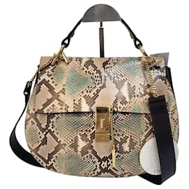 Chloé Python Drew Medium Gold-Tone Tote- und Schultertasche