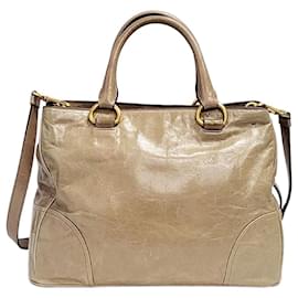 Vitello Shine Gold Tote Bag - Prada