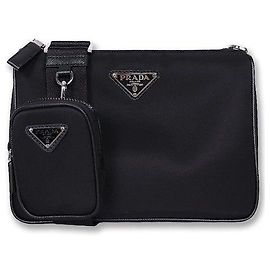 Prada Borsa a tracolla nera con logo triangolare per uomo