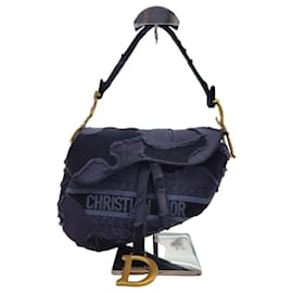 Borsa a spalla ricamata in plaid camouflage con tracolla aggiuntiva - Dior