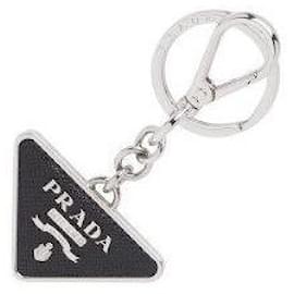 Portachiavi Triangolo Logo Saffiano Nero - Prada
