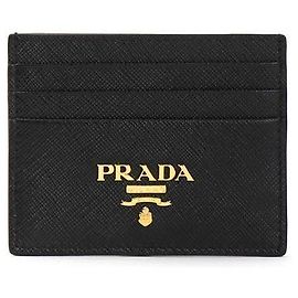 Prada Metall-Kartenhalter mit goldenem Logo QWA