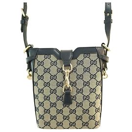 Gucci Piccola Borsa a Spalla in Tela Blu Navy FADAC