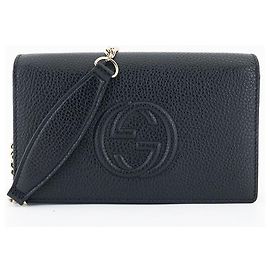 Gucci Borsa a tracolla Soho in pelle nera, mini borsa a catena