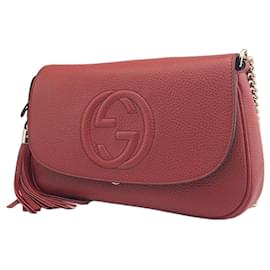 Burberry Borsa a tracolla Gucci da donna in pelle rossa con catena
