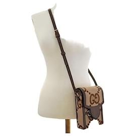 Gucci Borsa a tracolla mini Horsebit UKMBG in tessuto e pelle marrone