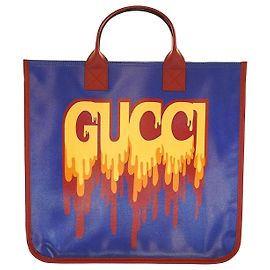 Gucci Borsa Tote FACAV in tela rivestita blu