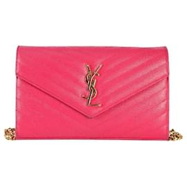 Rosa Leder Umschlag WOC Umhängetasche - Saint Laurent