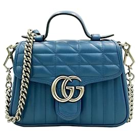 Borsa tote mini GG Marmont matelassé blu - Gucci