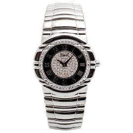 Piaget Orologio da polso per uomo in oro bianco Tangrala Medio con onice e pavé di diamanti originali