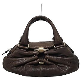Salvatore Ferragamo Borsa tote in pelle marrone