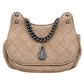 Chanel Borsa a spalla in suede marrone con catena