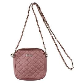 Dolce & Gabbana Mini bolso cruzado cuadrado de cuero acolchado rosa claro con detalles en plata