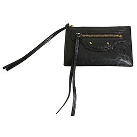 Balenciaga Portacarte in metallo nero placcato oro neo-classico