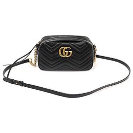 Gucci Borsa a spalla GG Marmont Small in matelassé nero a zigzag