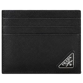Prada Portacarte Logo Triangolo Nero QHH