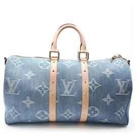 Borsa Boston Keepall Bandoulière 45 in denim Monogram Louis Vuitton