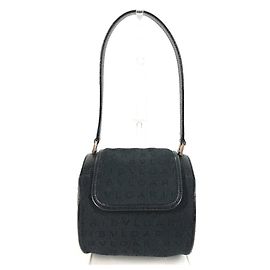 Bulgari Borsa a spalla con pattina in pelle nera e tela Bvlgari