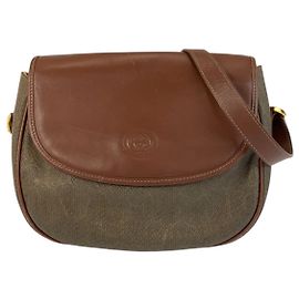 Borsa a spalla in tela e pelle vintage Gucci