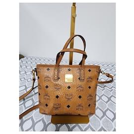MCM ANYA SAC MINI SHOPPER À ZIP TOP COGNAC