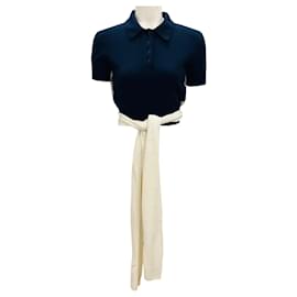 Loewe Navy / Ecru Open Back Polo Jumper