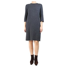 Brunello Cucinelli Dunkelgraues Strickkleid mit Pailletten - Größe M