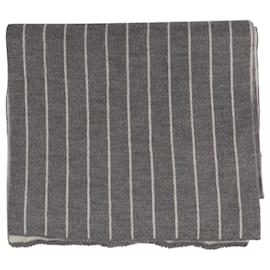 Grau-weiße gestreifte Strickschal - Lanvin