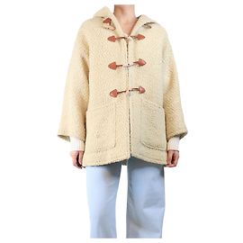 Céline Cappotto duffle in lana crema di banana con cappuccio - taglia UK 6