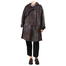 Autre Marque Abrigo de shearling marrón - talla UK 10